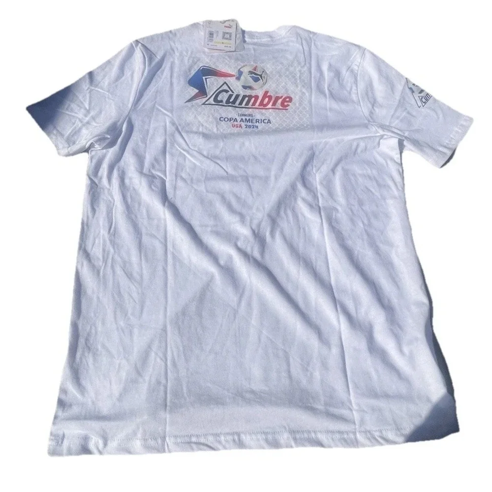 Copa America T Shirt Mens Sz Medium White USA 2024 Conmebol Puma Cumbre‎ Graphic